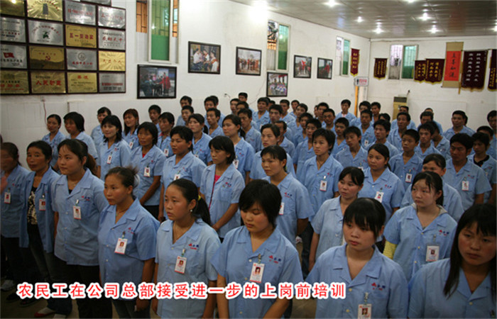 公司在对新工人进行培训